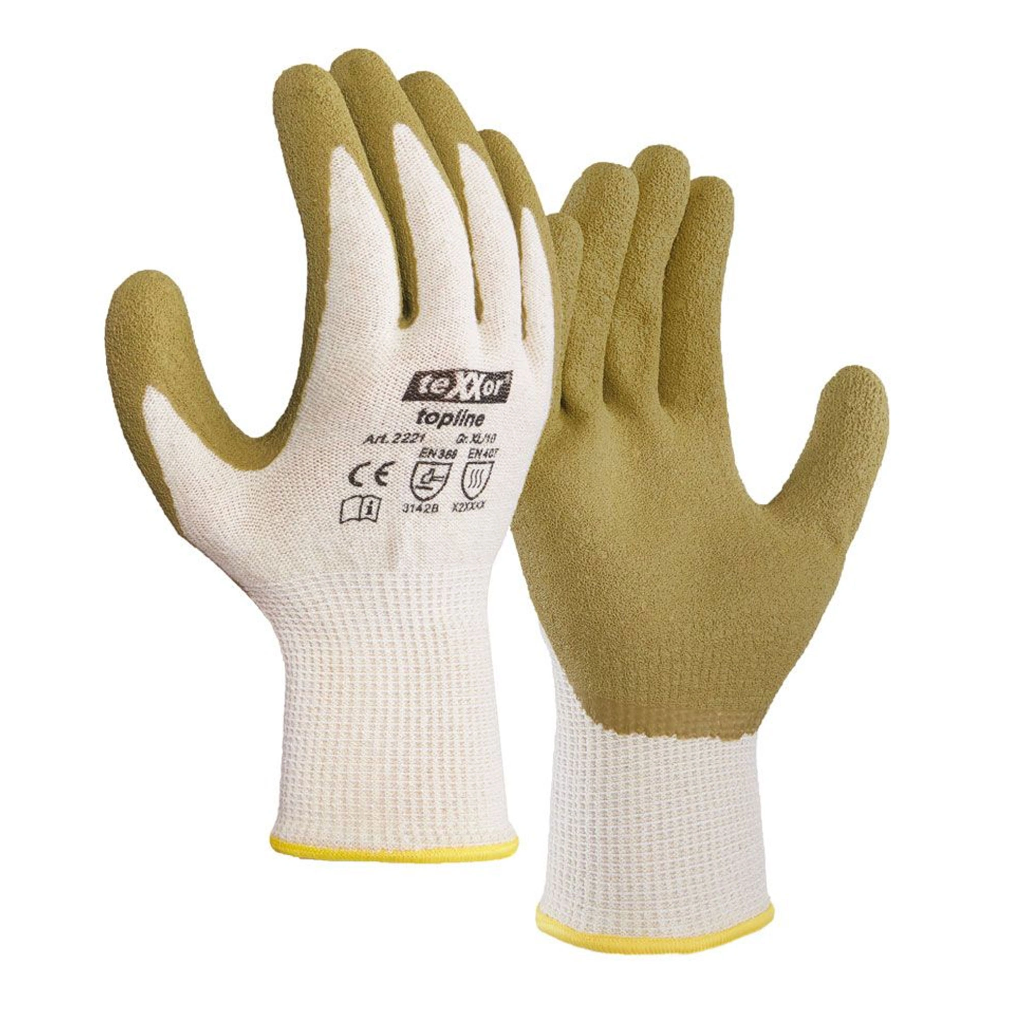 teXXor Green Protect 2221 Grobstrickhandschuhe mit Latex-Beschichtung natur/grün, VE 72 Paar