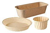 Backformen aus Papier in verschiedenen Größen für Kuchen, Torten und Muffins, braun und naturfarben, rechteckige Kastenform, runde Form und Muffinform