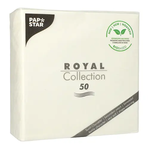 PAPSTAR 50 Servietten "ROYAL Collection" 1/4-Falz 40 cm x 40 cm weiß in Papierverpackung