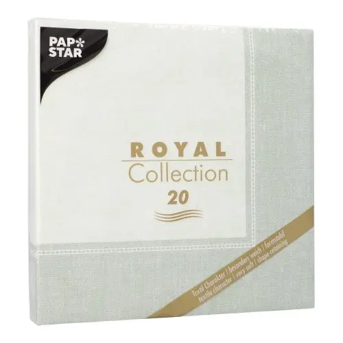 PAPSTAR Servietten "ROYAL Collection" 1/4-Falz 40 x 40 cm jadegrün "Linum", elegante Dekorservietten aus stoffähnlichem Premium-Tissue, FSC zertifiziert, Packung mit 8 x 20 Stück, Artikel 37202