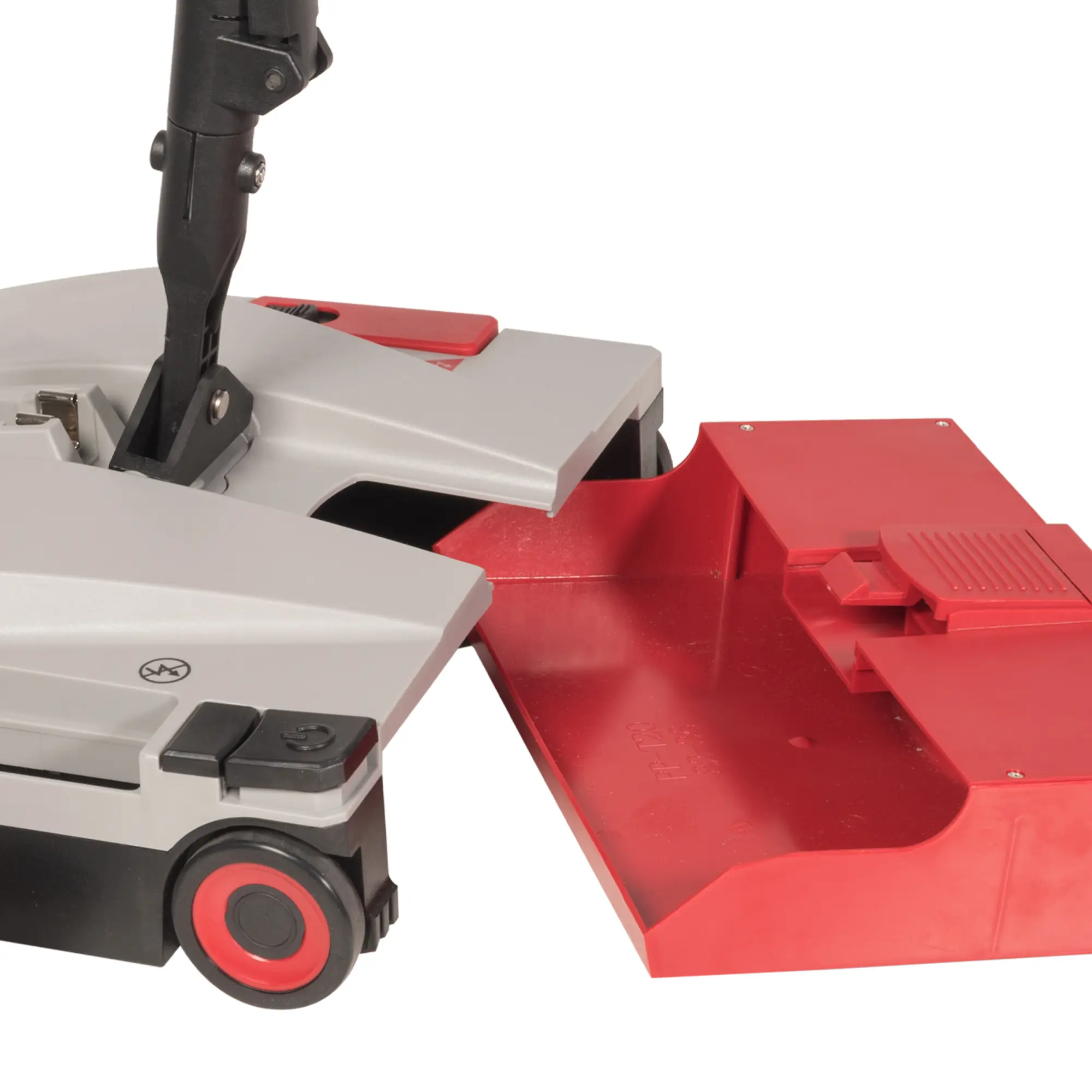 Sprintus Akkukehrmaschine Medusa mit herausgezogenem Schmutzbehälter für komfortable, leise Zwischenreinigung auf Hartboden und Teppich