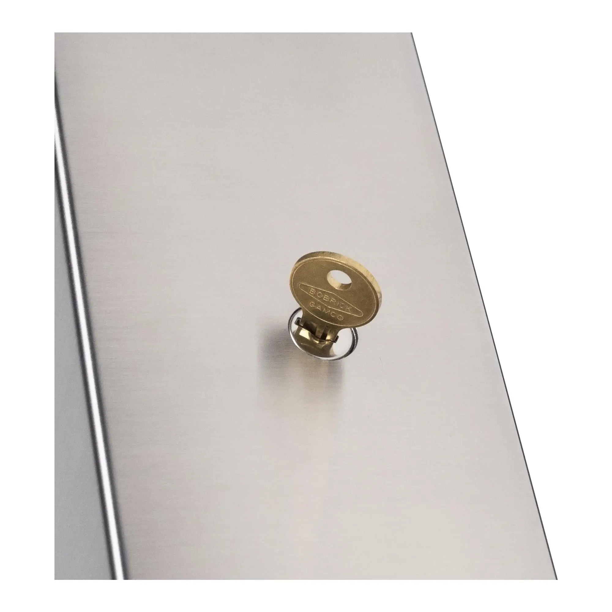 Bobrick B-9262 Fino Collection Papierhandtuchspender aus Edelstahl mit Schloss und Schlüssel, abschließbarer Falthandtuchspender für C-Falz und Multifold, Artikelnummer B-9262