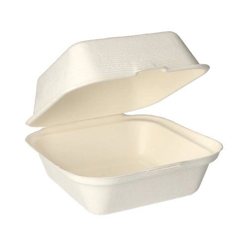 PAPSTAR Hamburger-Boxen Zuckerrohr "pure" 8 cm x 14 cm x 15 cm weiß, 4 x 50 Stück