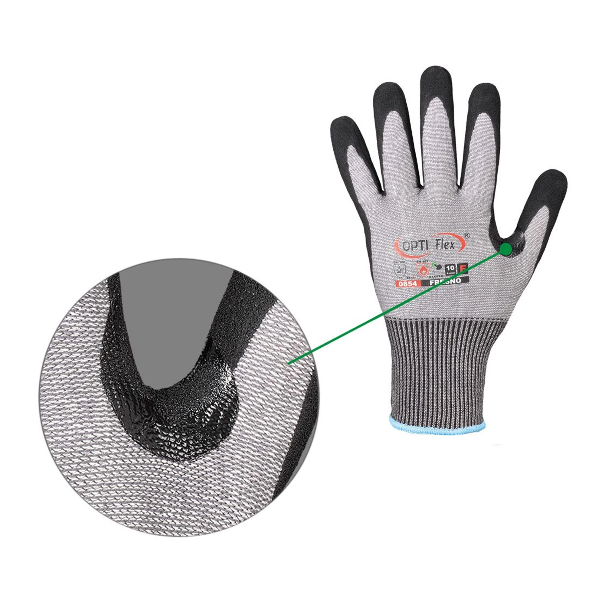 Optiflex Fresno 0854 Schnittschutzhandschuhe grau/schwarz, VE 60 Paar