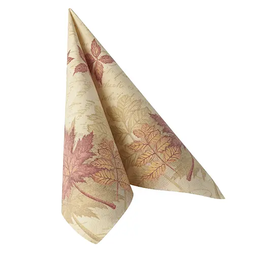 PAPSTAR Servietten "ROYAL Collection" Autumn Colours 40 x 40 cm 1/4-Falz, hochwertige stoffähnliche Premium-Serviette mit Herbstlaub-Motiv in warmen Tönen, Artikel 86659