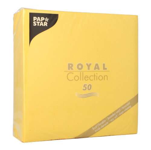 PAPSTAR Servietten "ROYAL Collection" 1/4-Falz 40 x 40 cm in gelb, stoffähnliche Premium-Qualität, formstabil und weich, 5 x 50 Stück, Artikel 11609
