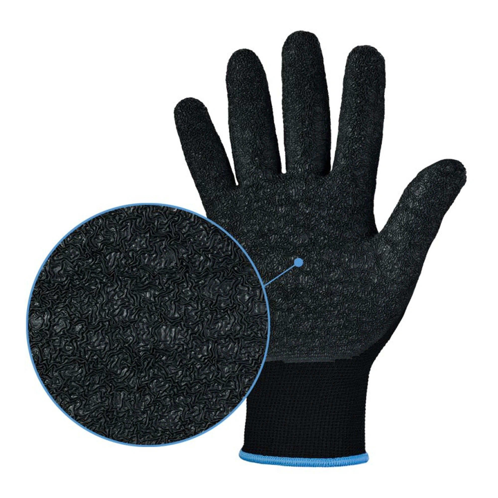 Optiflex Optigrip 0521 Feinstrickhandschuhe mit Latex-Beschichtung schwarz, VE 120 Paar