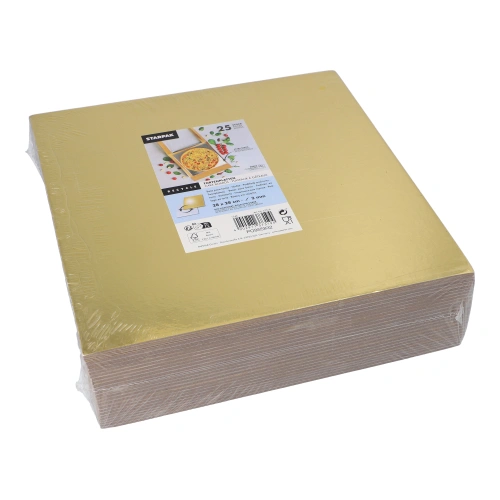 Starpak Tortenplatten eckig 0,3 cm x 28 cm x 28 cm gold/silber, 2 x 25 Stück