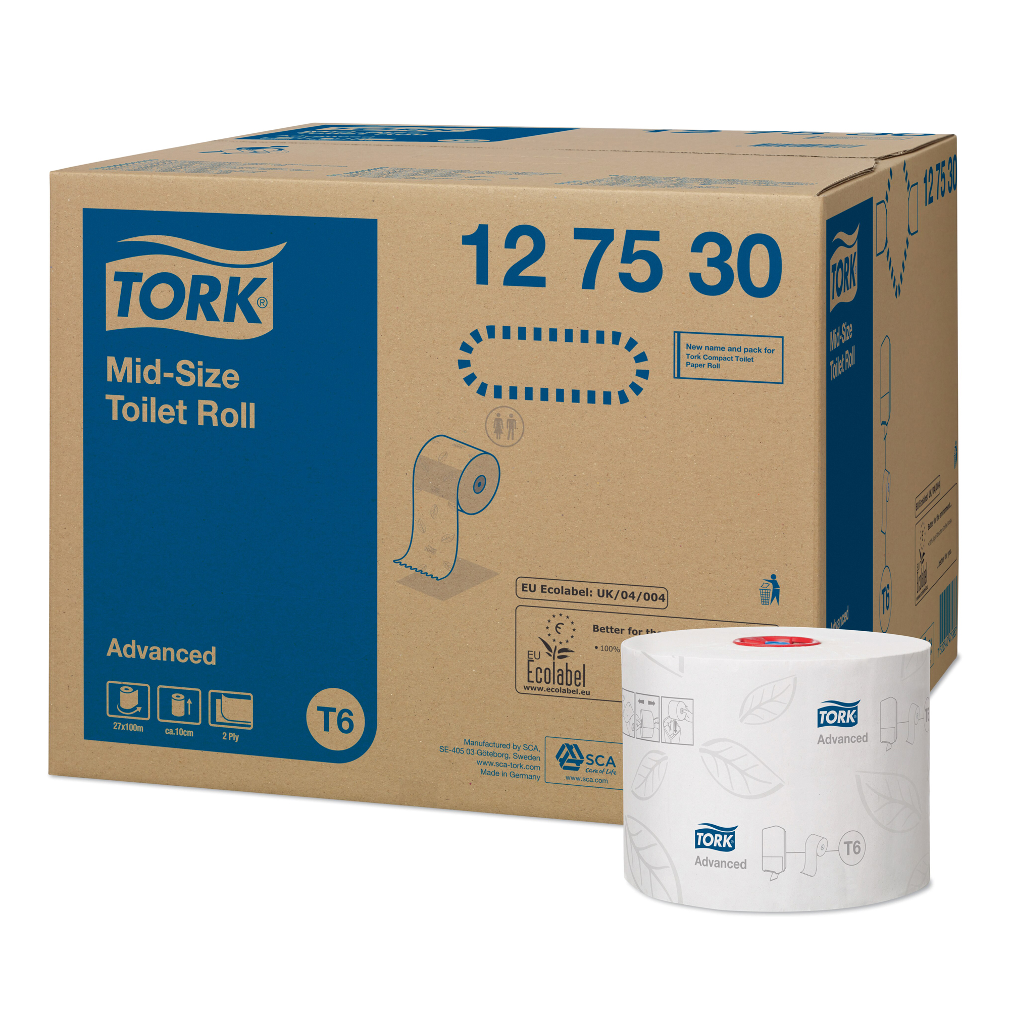 Tork Advanced Toilettenpapier Midi-Rolle 2-lagig 100 Meter 27 Rollen 127530_1