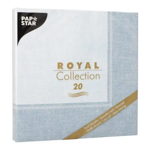 PAPSTAR Servietten "ROYAL Collection" 1/4-Falz 40 x 40 cm arktikblau "Linum", stoffähnliche Premium-Tissue-Servietten in FSC-zertifizierter Qualität, 8 x 20 Stück