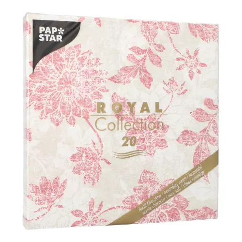 PAPSTAR Servietten "ROYAL Collection" 1/4-Falz 40 x 40 cm bordeaux Flowers, stoffähnliche Premium-Tissue Dekorservietten mit floralem Muster, 8 x 20 Stück