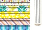 Dekorfolie Set mehrfarbig mit floralen und gestreiften Designs, ideal zum Basteln und Verpacken, mehrere Rollen in verschiedenen Mustern
