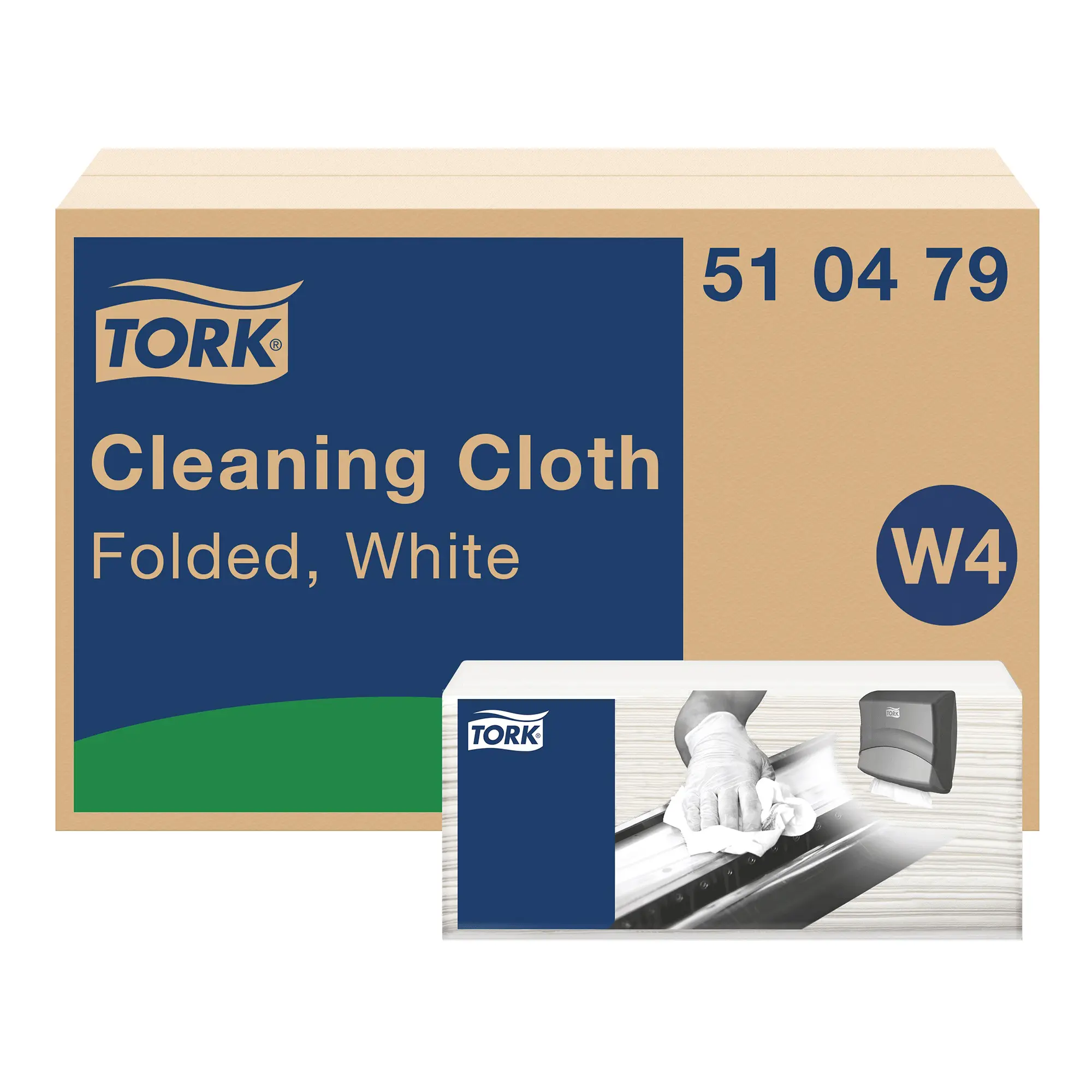 Tork 510479 Premium Reinigungstücher W4 weiß, 1-lagig, 35,5 x 41,5 cm, 480 strapazierfähige, silikonfreie Vliestücher in Falzpack und Karton für effiziente Öl- und Flüssigkeitsaufnahme, Art.-Nr. 510479