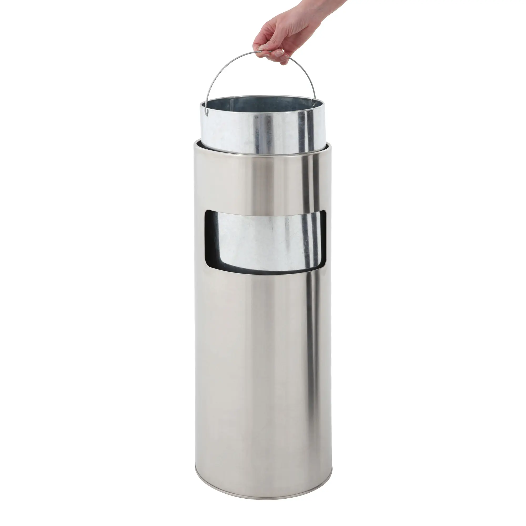 V-Part Runder Ascher-Papierkorb 12 Liter mit Einwurföffnung