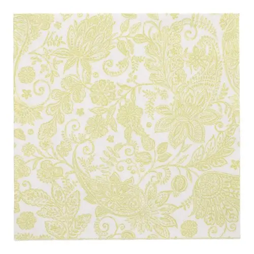 PAPSTAR Servietten "ROYAL Collection" 1/4-Falz 40 x 40 cm limonengrün Paisley, hochwertige Premium-Tissue-Servietten mit feinem Paisley-Muster für festliche, nachhaltige Tischdekoration, 8 x 20 Stück