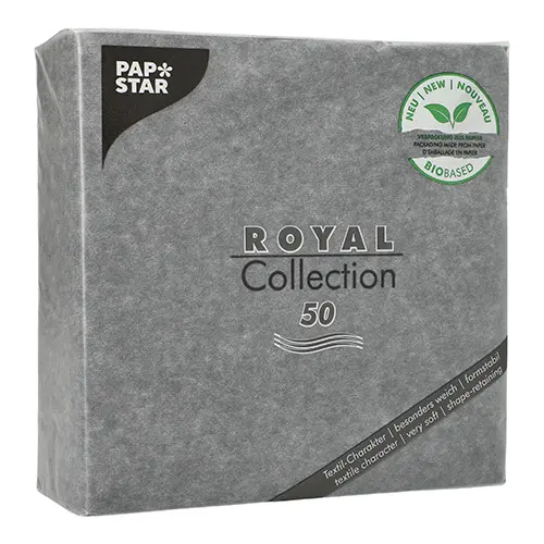 PAPSTAR 50 Servietten "ROYAL Collection" 1/4-Falz 40 cm x 40 cm schwarz in Papierverpackung