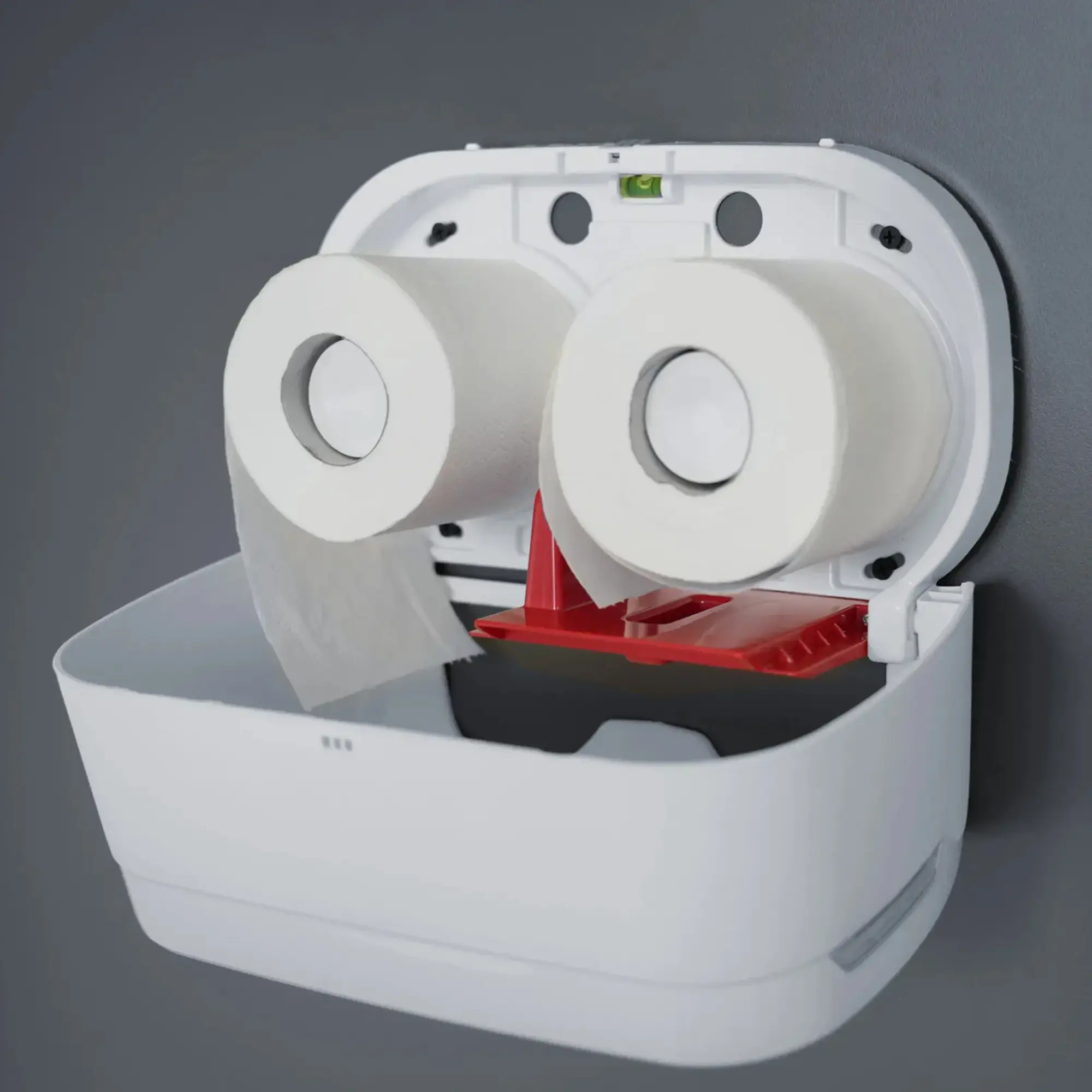 SEMYtop Toilettenpapierspender für 2 Rollen aus Kunststoff, wandmontierter Doppel-Rollenspender für WC-Kleinrollen mit leicht zugänglicher Papierentnahme