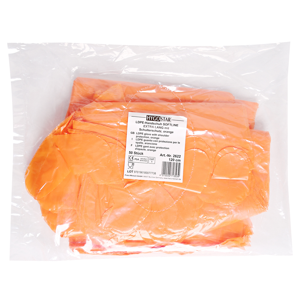 Hygostar Softline Extra Long LDPE-Handschuhe orange, VE 2000 Stück