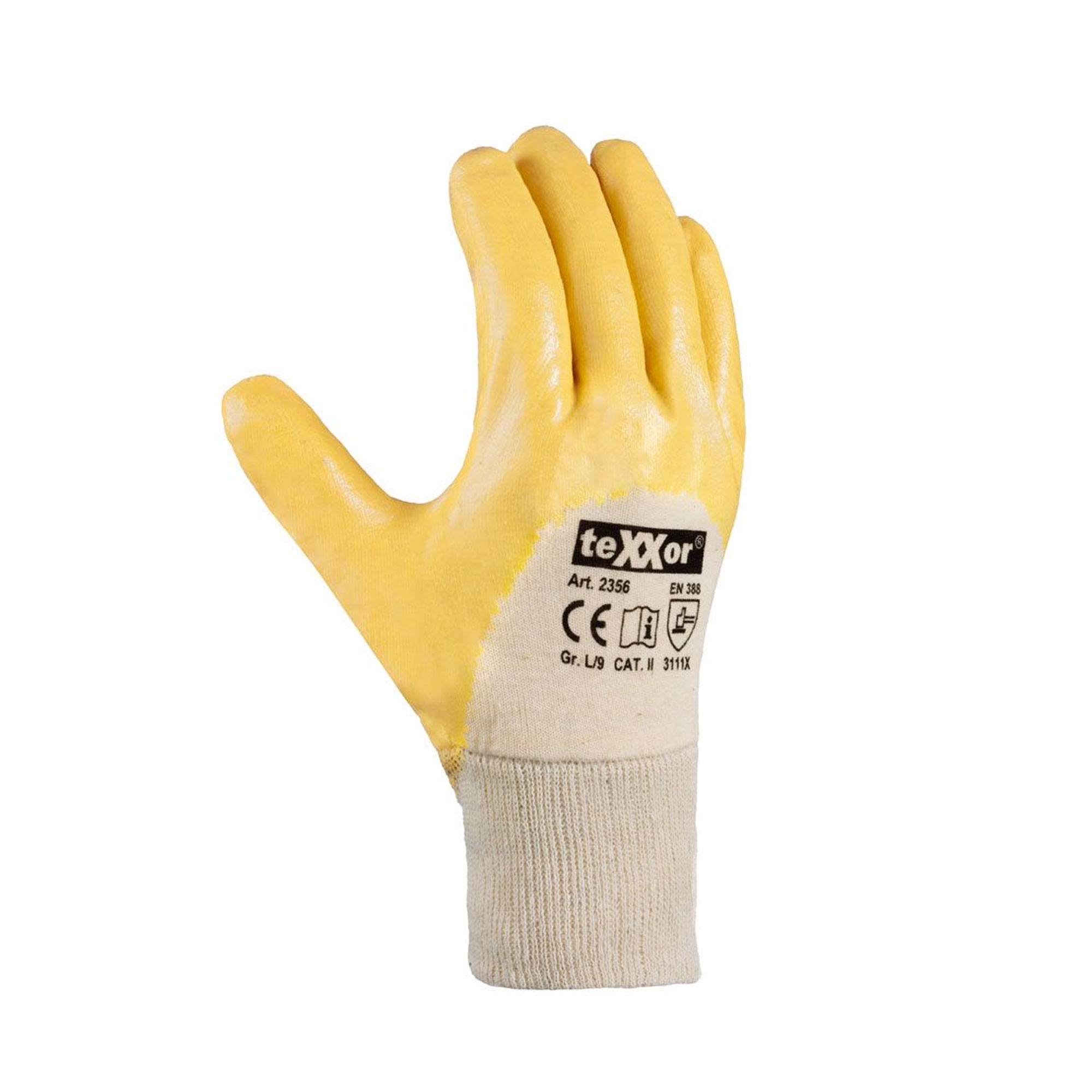 teXXor 2356 Arbeitshandschuhe mit Nitril-Beschichtung gelb/beige, VE 144 Paar