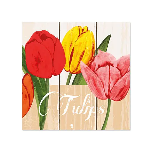 PAPSTAR 50 Servietten, 3-lagig 1/4-Falz 25 cm x 25 cm "Blooming Tulips"