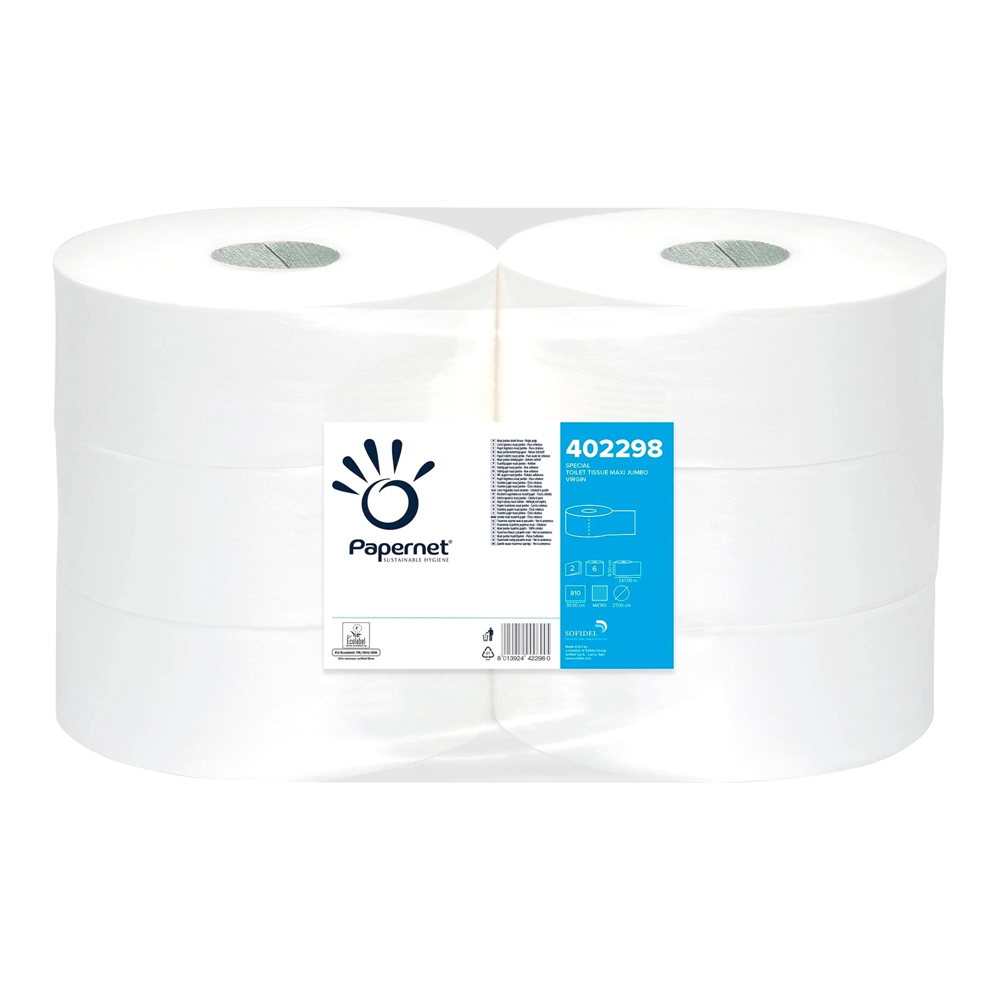 Papernet Toilettenpapier Maxi Jumborolle weiß 2-lagig, 247 Meter