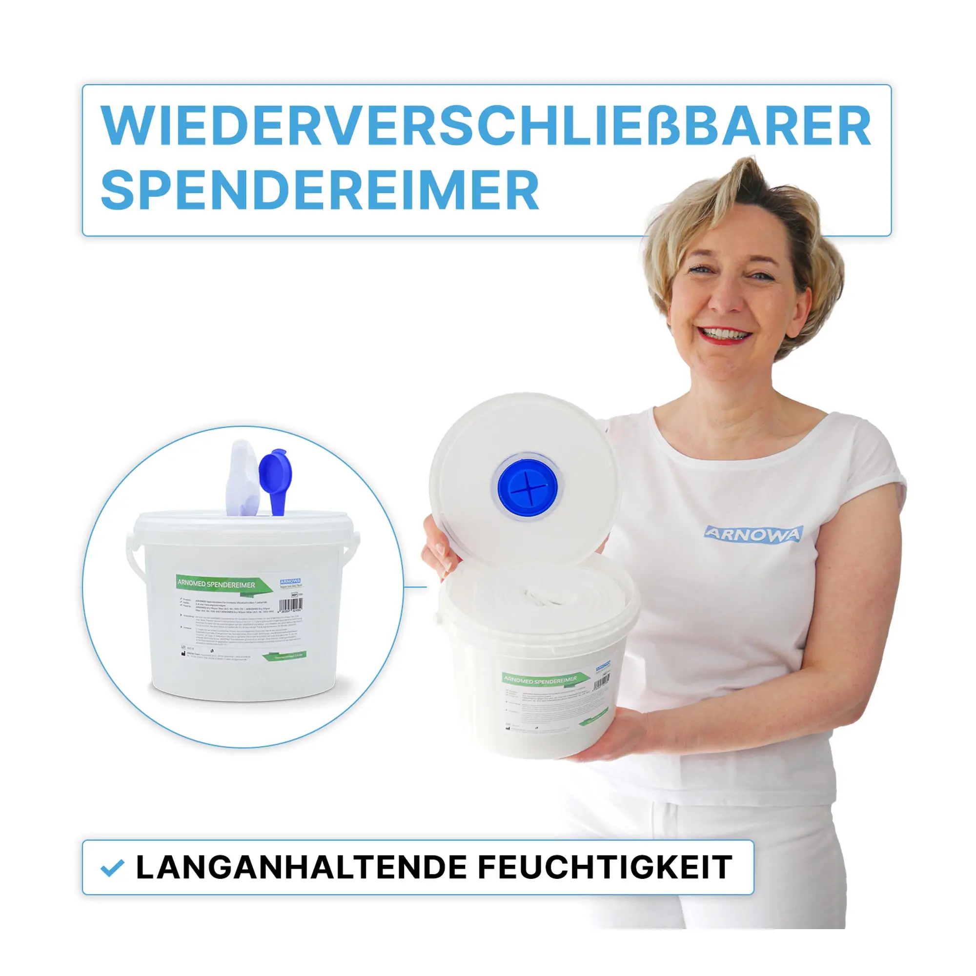 ARNOMED Spendereimer für trockene Vliestuchrollen 3,4 Liter leer