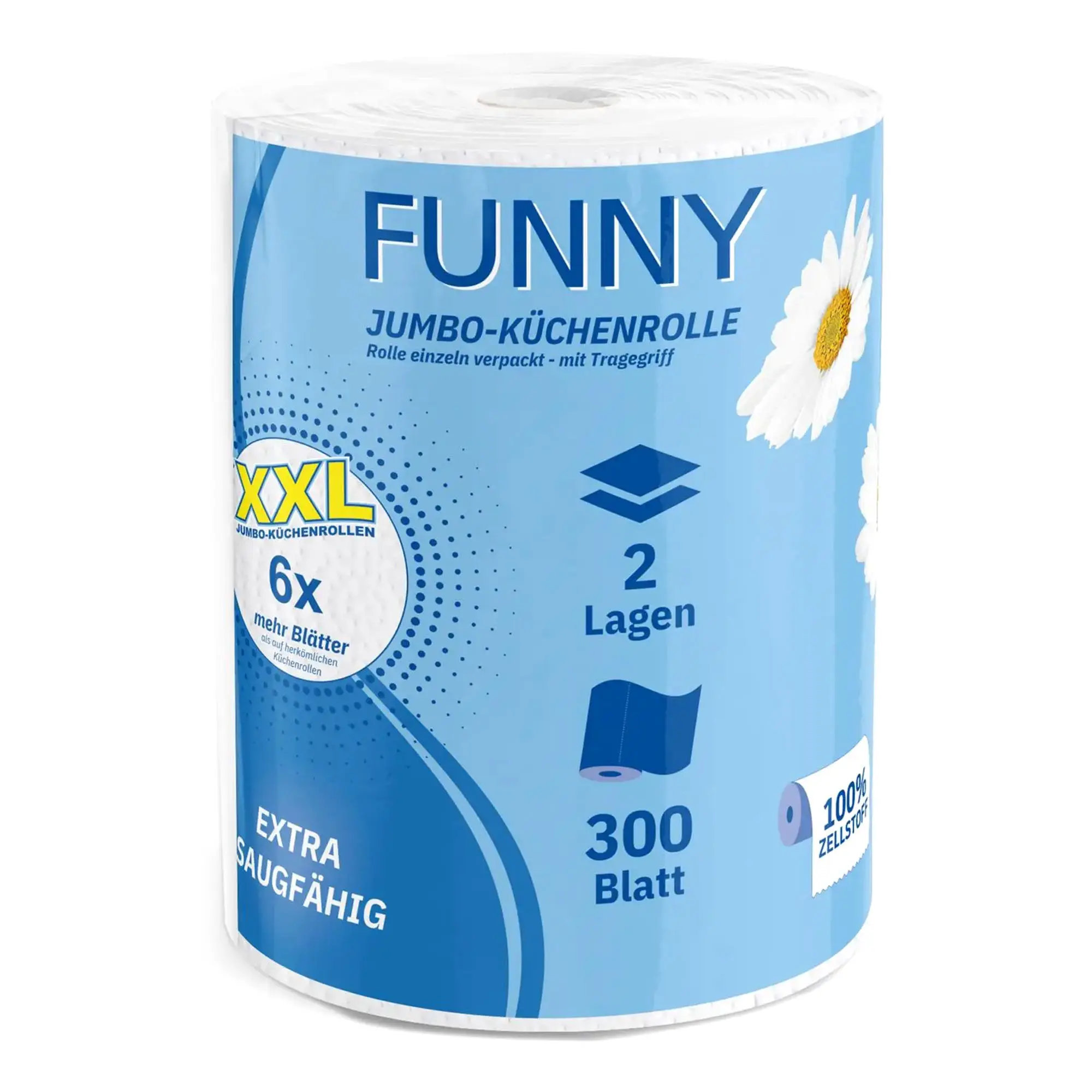 FUNNY Jumbo-Küchenrolle Zellstoff 2-lagig hochweiß
