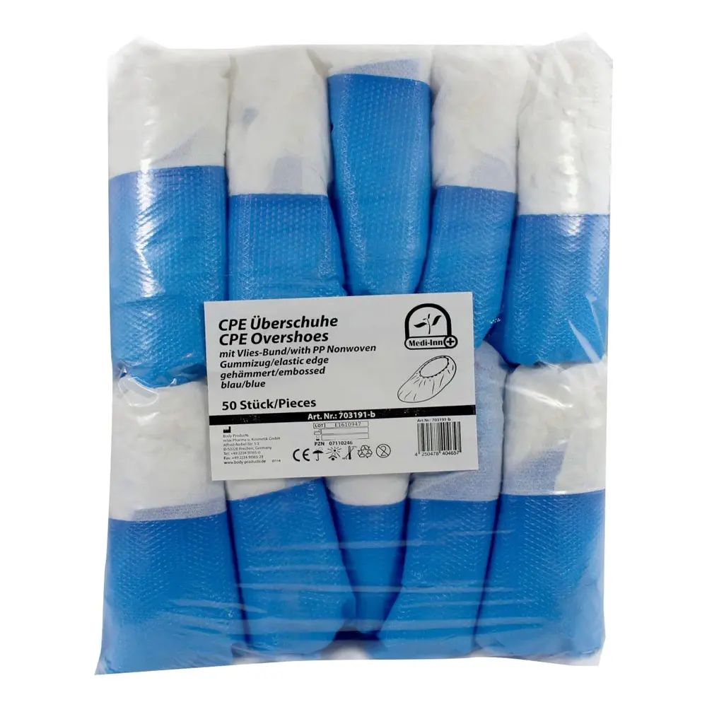 Medi-Inn Überschuhe, blau 41,5 cm, mit elastischem PP-Vlies Bund, CPE, 1000 Stück