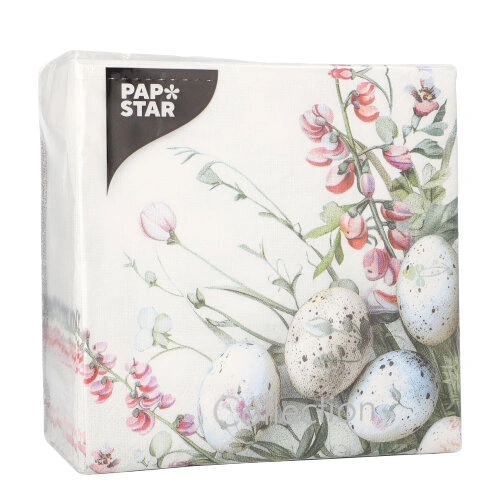 PAPSTAR Servietten, 3-lagig 1/4-Falz 33 cm x 33 cm "Pastell Eggs", 6 x 100 Stück