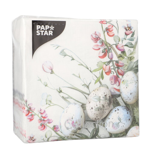 PAPSTAR Servietten, 3-lagig 1/4-Falz 33 cm x 33 cm "Pastell Eggs", 6 x 100 Stück