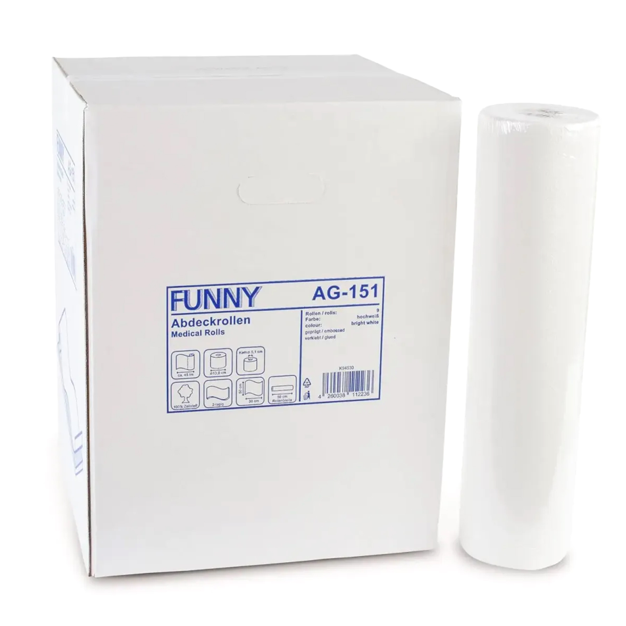 FUNNY Abdeckrollen hochweiß 2-lagig, 50 cm, 45 Meter
