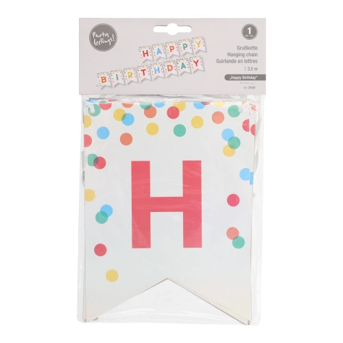 PAPSTAR Grußkette 3,5 m x 20 cm "Happy Birthday", 12 x 1 Stück