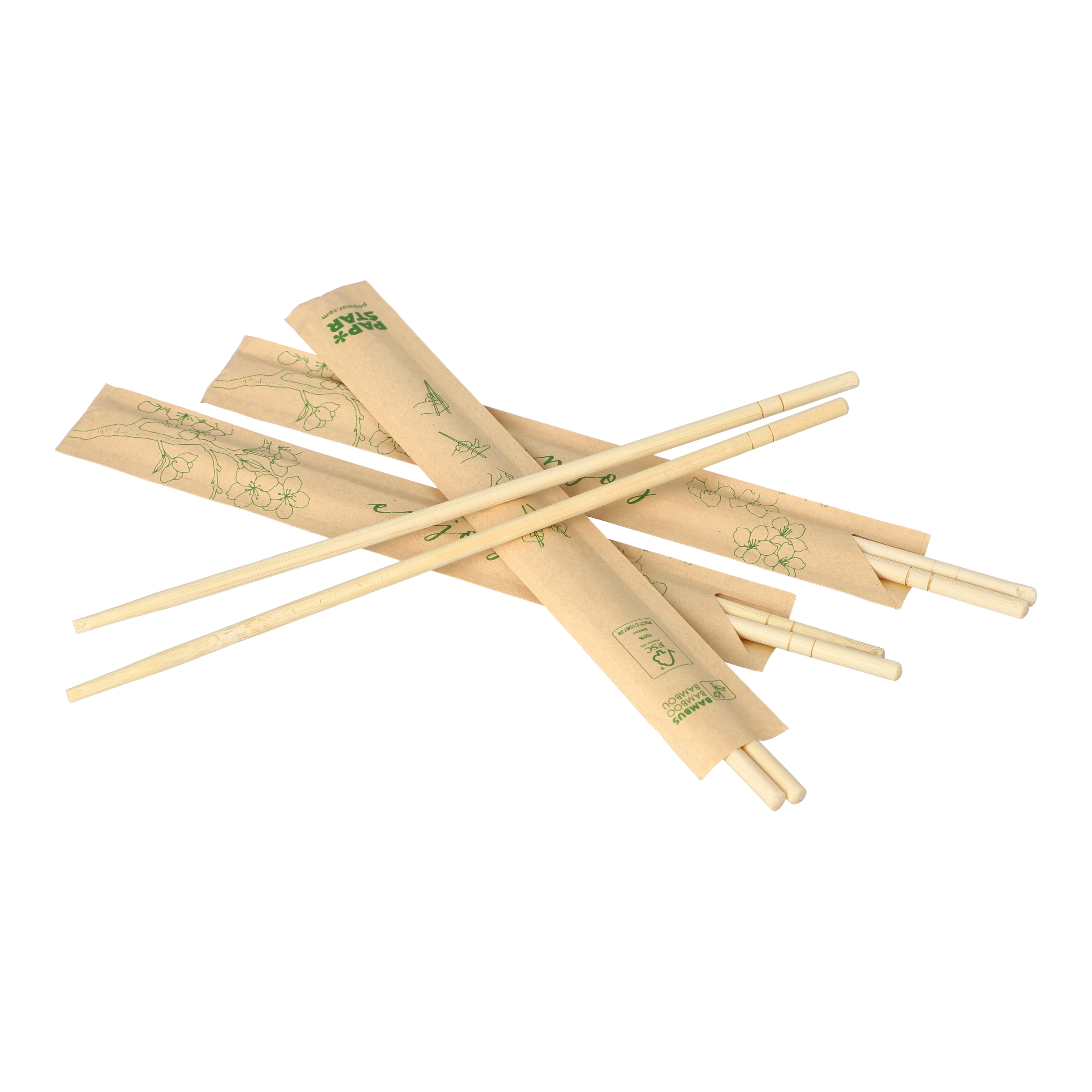 PAPSTAR Essstäbchen Bambus "ASIA" rund 22,5 cm einzeln gehüllt, 10 x 100 Paar