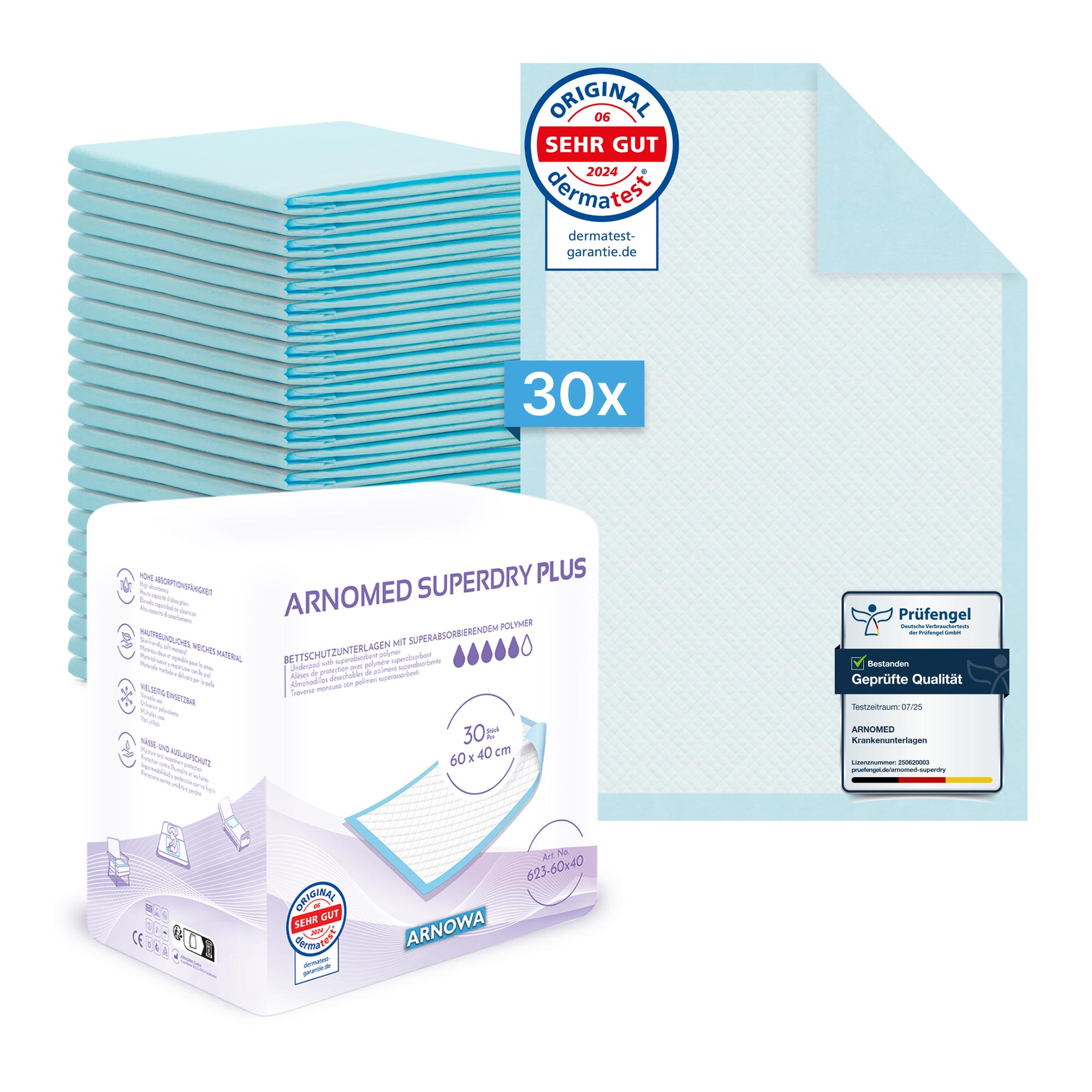 ARNOMED SUPERDRY PLUS Einweg-Bettschutzunterlagen, 30 Stück