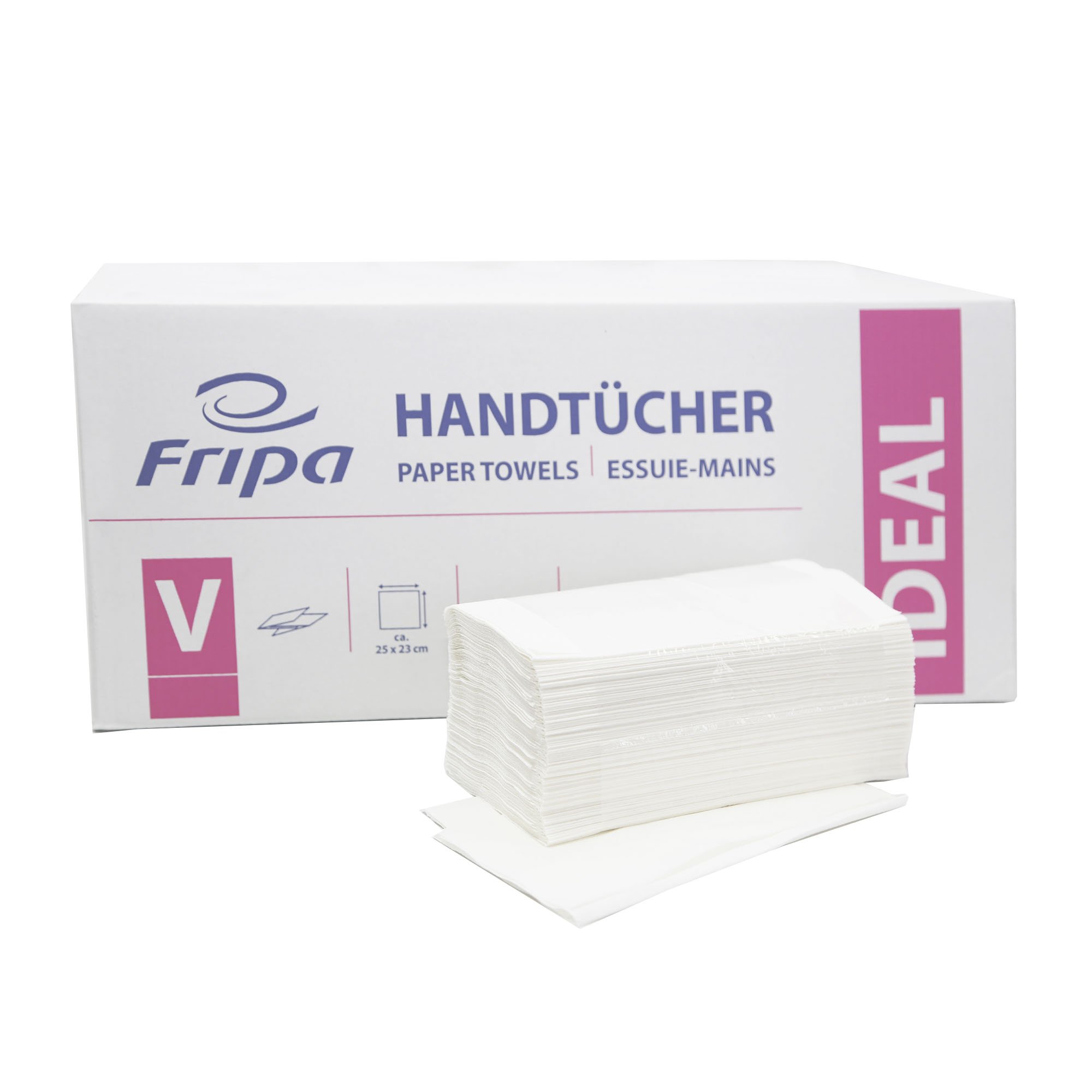 Fripa Papierhandtücher Ideal V-Falz, 25x23 cm, 1-lagig, Zellstoff-Mix