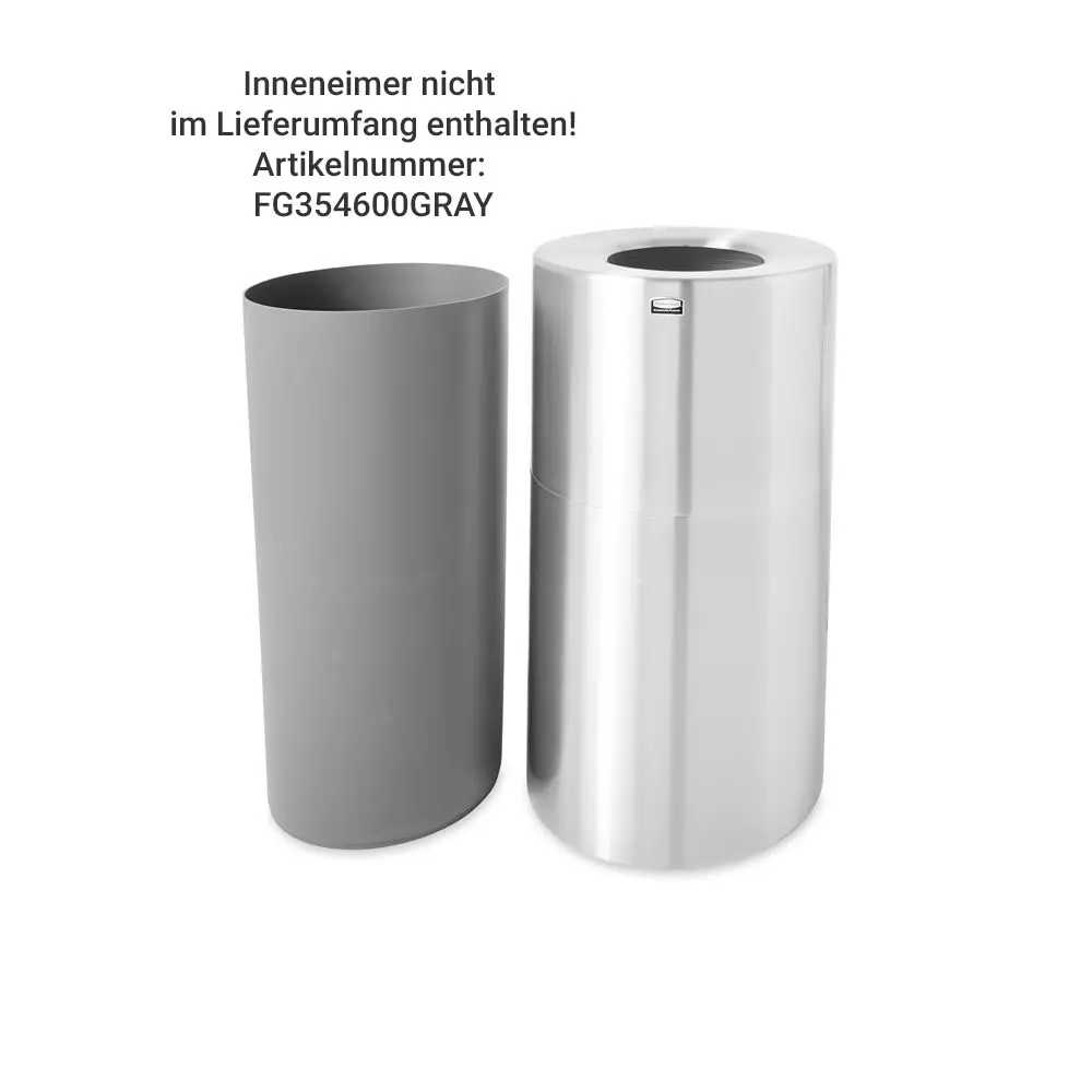 Rubbermaid Atrium Aluminium Abfallbehälter 132 Liter Aluminium Innenbehälter FGAOT35SA