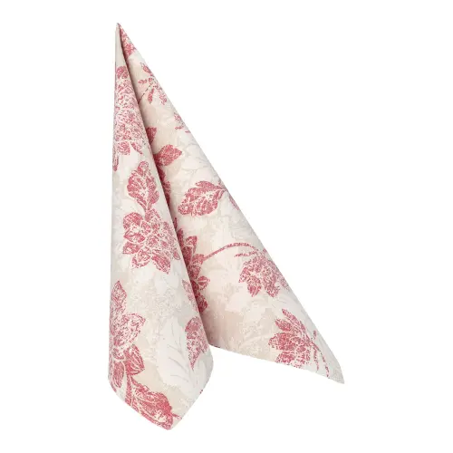 PAPSTAR Servietten ROYAL Collection 1/4-Falz 40 x 40 cm bordeaux Flowers, stoffähnliche Premium-Tissue Dekorserviette mit floraler Prägung, FSC-zertifiziert