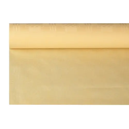 PAPSTAR Papiertischtuch mit Damastprägung 8 m x 1,2 m creme auf Rolle für festliche Tischdekoration, Artikelnummer 18587