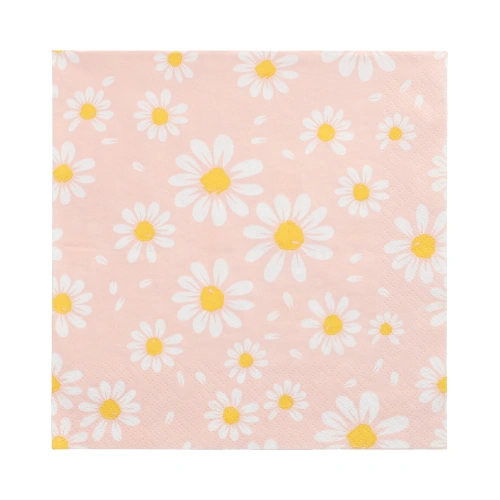 PAPSTAR Servietten, 3-lagig 1/4-Falz 33 cm x 33 cm "Daisies", 15 x 20 Stück