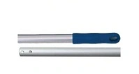 Teleskopstiel aus Aluminium mit blauem Kunststoffgriff und Loch zur Befestigung von Reinigungsgeräten, zweiteilig, Artikelnummer 106199