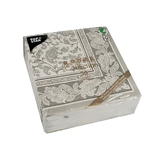 PAPSTAR Servietten "ROYAL Collection" 1/4-Falz 40 cm x 40 cm grau "Ornaments"