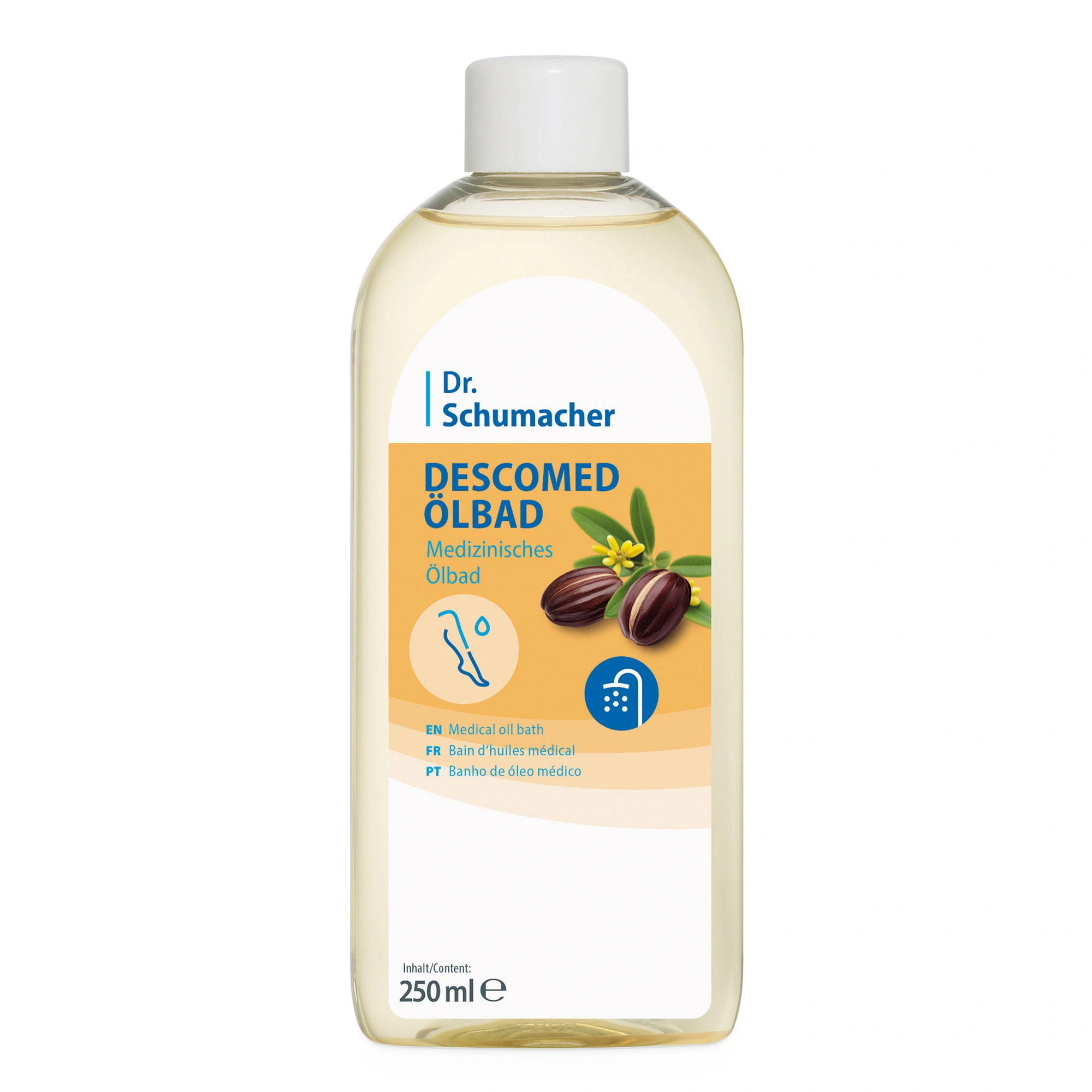 Dr. Schumacher Descomed Ölbad medizinisches Ölbad mit Raps- und Jojobaöl, intensiv pflegender Badezusatz für trockene, gereizte und schuppige Haut, 250 ml
