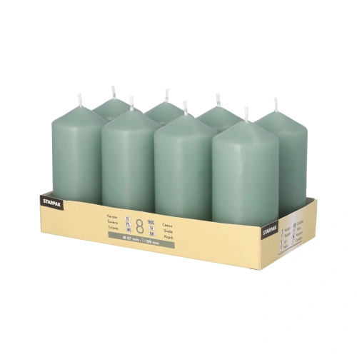 Starpak Stumpenkerzen Ø 47 mm, 100 mm blaugrün, 6 x 8 Stück