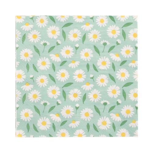 PAPSTAR Servietten, 3-lagig 1/4-Falz 33 cm x 33 cm "Lots of Daisies", 10 x 20 Stück
