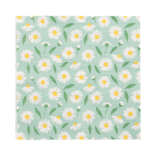PAPSTAR Servietten, 3-lagig 1/4-Falz 33 cm x 33 cm "Lots of Daisies", 10 x 20 Stück