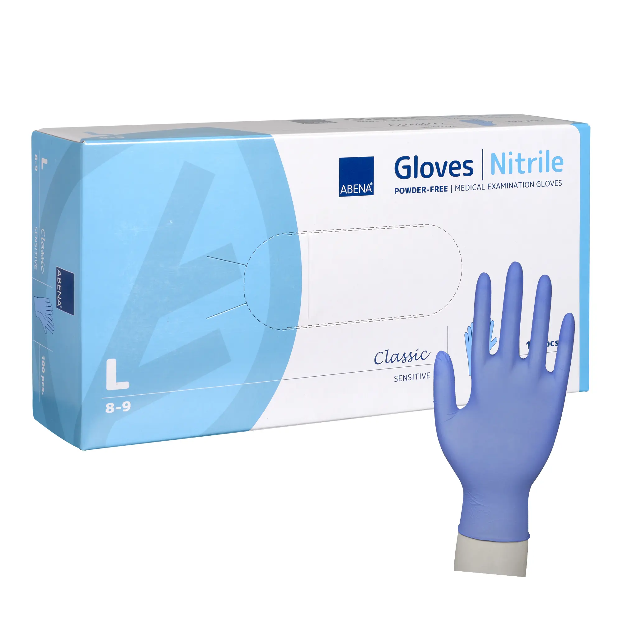 ABENA Nitril-Handschuhe blau, ungepudert 100 Stück L 290474_1