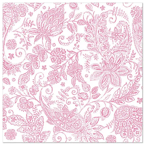 PAPSTAR Servietten "ROYAL Collection" 1/4-Falz 40 x 40 cm fuchsia Paisley mit feinem floralen Paisley-Muster, weiche Premium-Servietten, 5 x 50 Stück