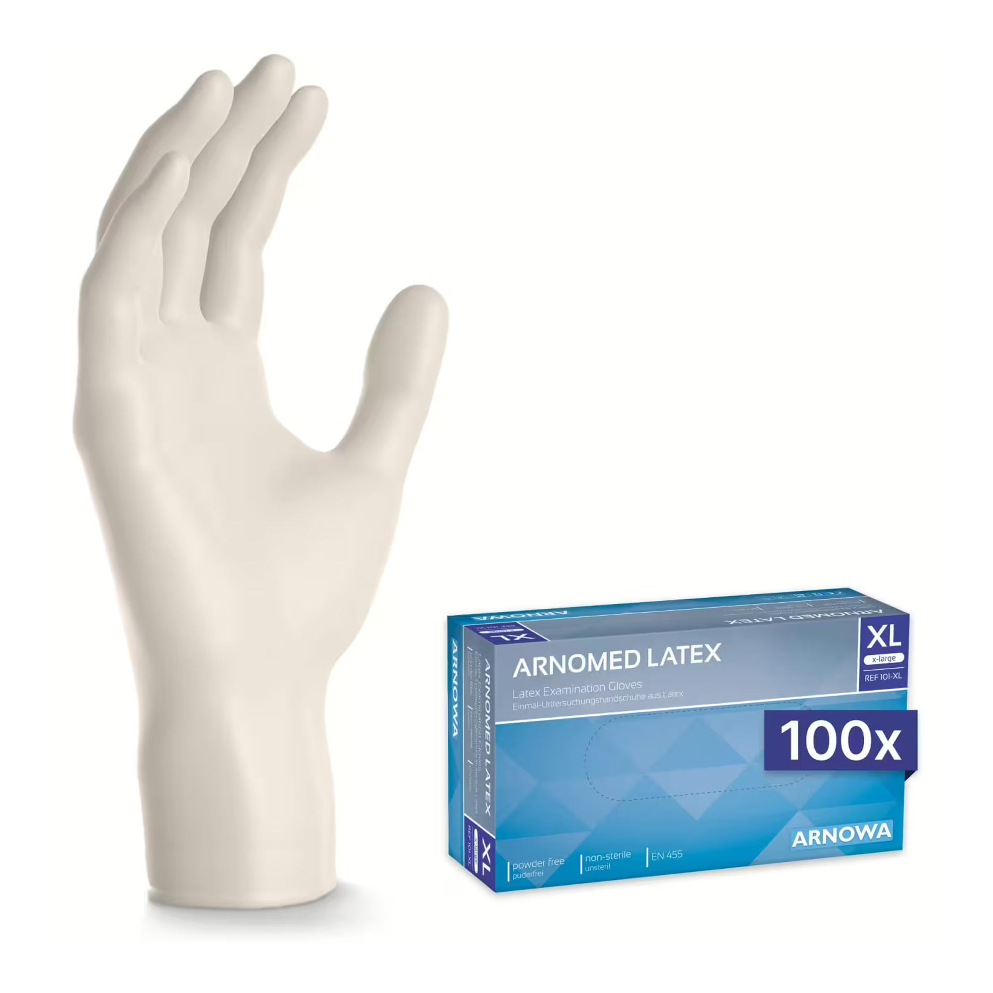 ARNOMED CLASSIC LATEX PF Latexhandschuhe naturweiß puderfrei, VE 100 Stück