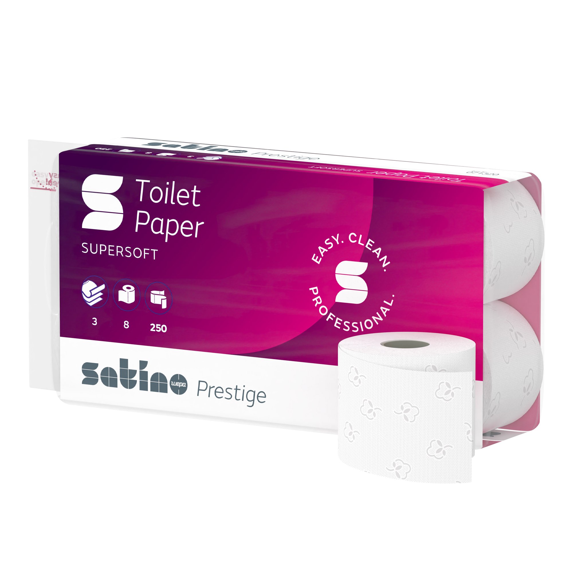 Satino by Wepa prestige Toilettenpapier Zellstoff, 3-lagig, 250 Blatt, 30 m 72 Rollen 071320_1