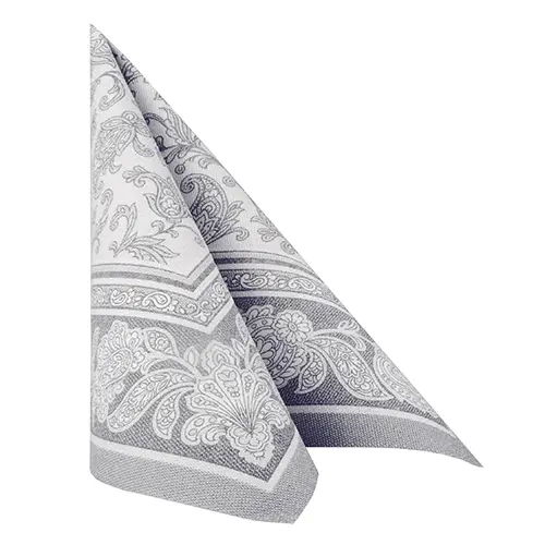 PAPSTAR Servietten ROYAL Collection 1/4-Falz 40 x 40 cm grau Ornaments, stoffähnliche Premium-Servietten mit Ornamentmuster, Packung 8 x 20 Stück, Art.-Nr. 11411